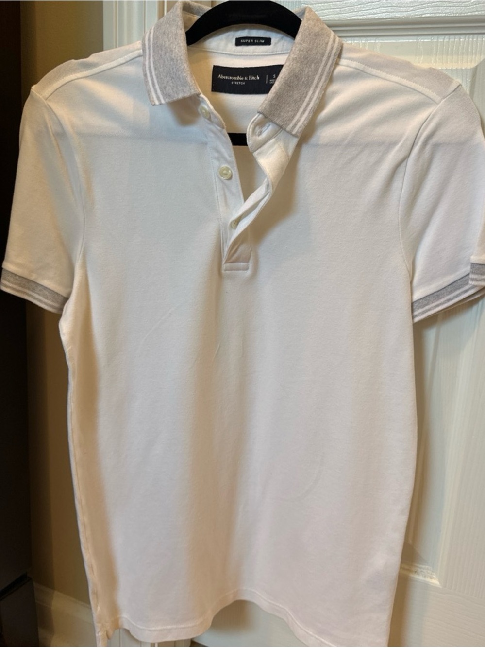 Abercrombie & Fitch White Polo with Gray Trim